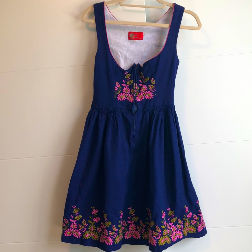 Vintage Authentic Bavarian German Blue Oktoberfest Dress Dirndl (EU 42)